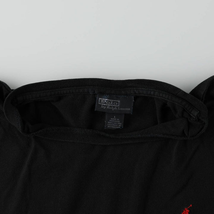 Ralph Lauren POLO by Ralph Lauren short sleeve one point logo T-shirt men's L size cotton black type Vintage Second Hand