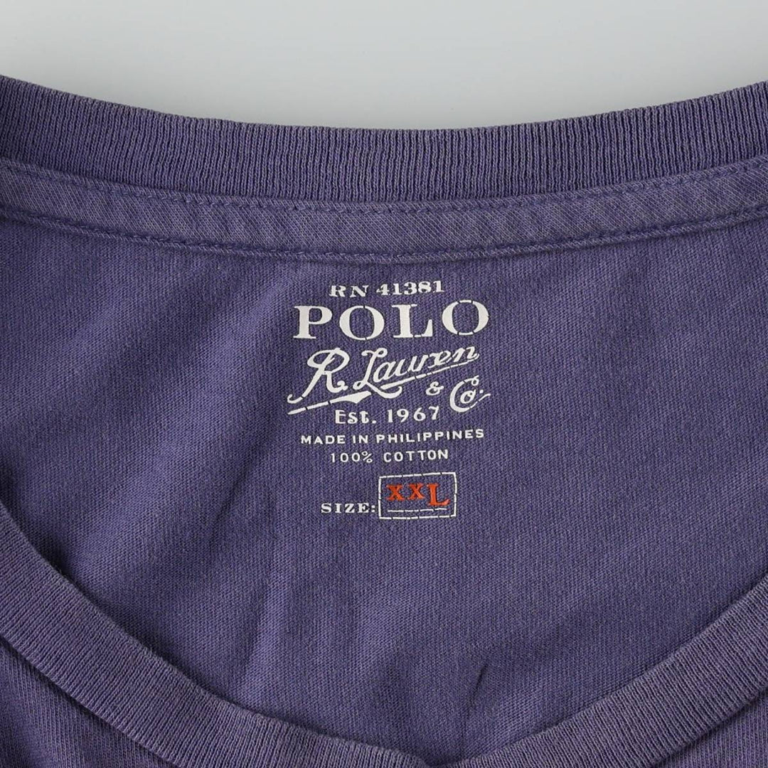 Ralph Lauren POLO RALPH LAUREN Short-Sleeve Logo T-Shirt, Men's Size XXL (approx.) cotton Purple type blue-purple Vintage Second Hand