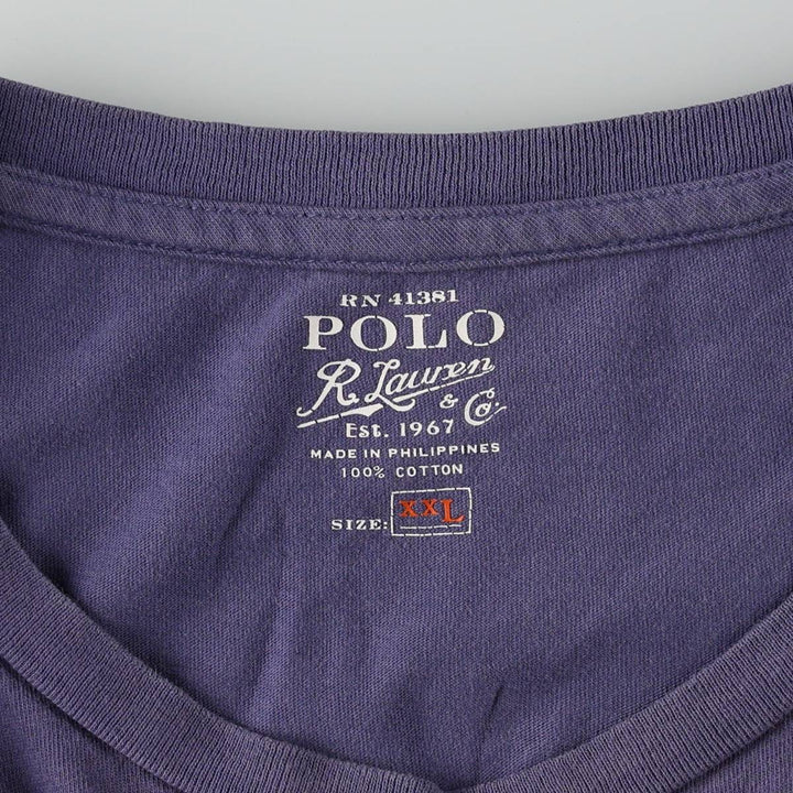 Ralph Lauren POLO RALPH LAUREN Short-Sleeve Logo T-Shirt, Men's Size XXL (approx.) cotton Purple type blue-purple Vintage Second Hand