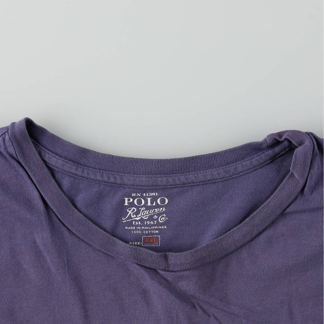 Ralph Lauren POLO RALPH LAUREN Short-Sleeve Logo T-Shirt, Men's Size XXL (approx.) cotton Purple type blue-purple Vintage Second Hand