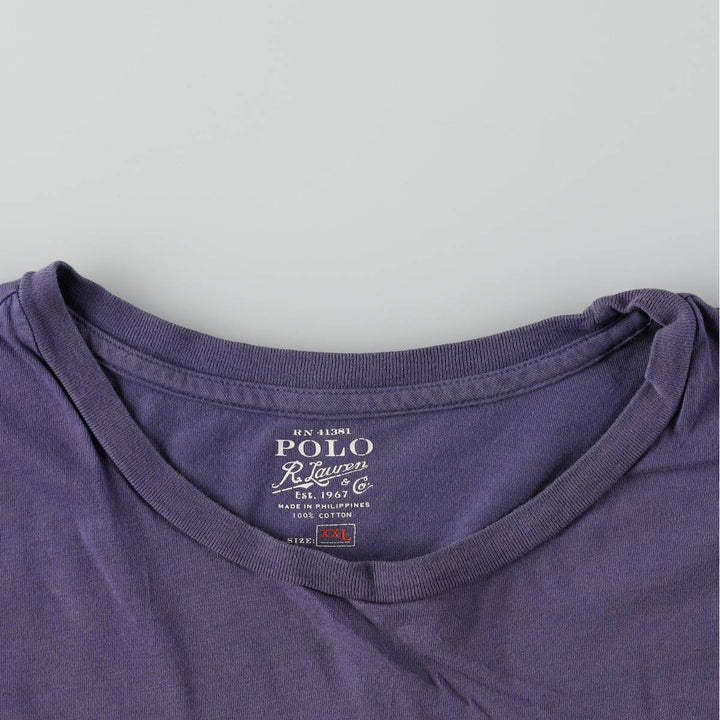 Ralph Lauren POLO RALPH LAUREN Short-Sleeve Logo T-Shirt, Men's Size XXL (approx.) cotton Purple type blue-purple Vintage Second Hand