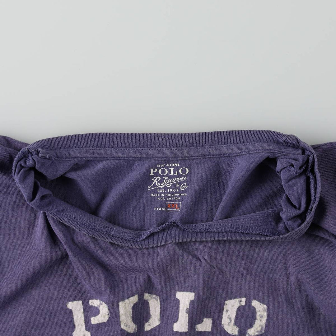 Ralph Lauren POLO RALPH LAUREN Short-Sleeve Logo T-Shirt, Men's Size XXL (approx.) cotton Purple type blue-purple Vintage Second Hand