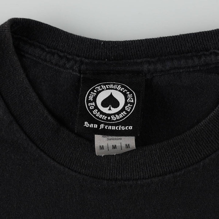 Thrasher Fire Pattern Surf Skate T-Shirt, Men's M cotton black type Vintage Second Hand