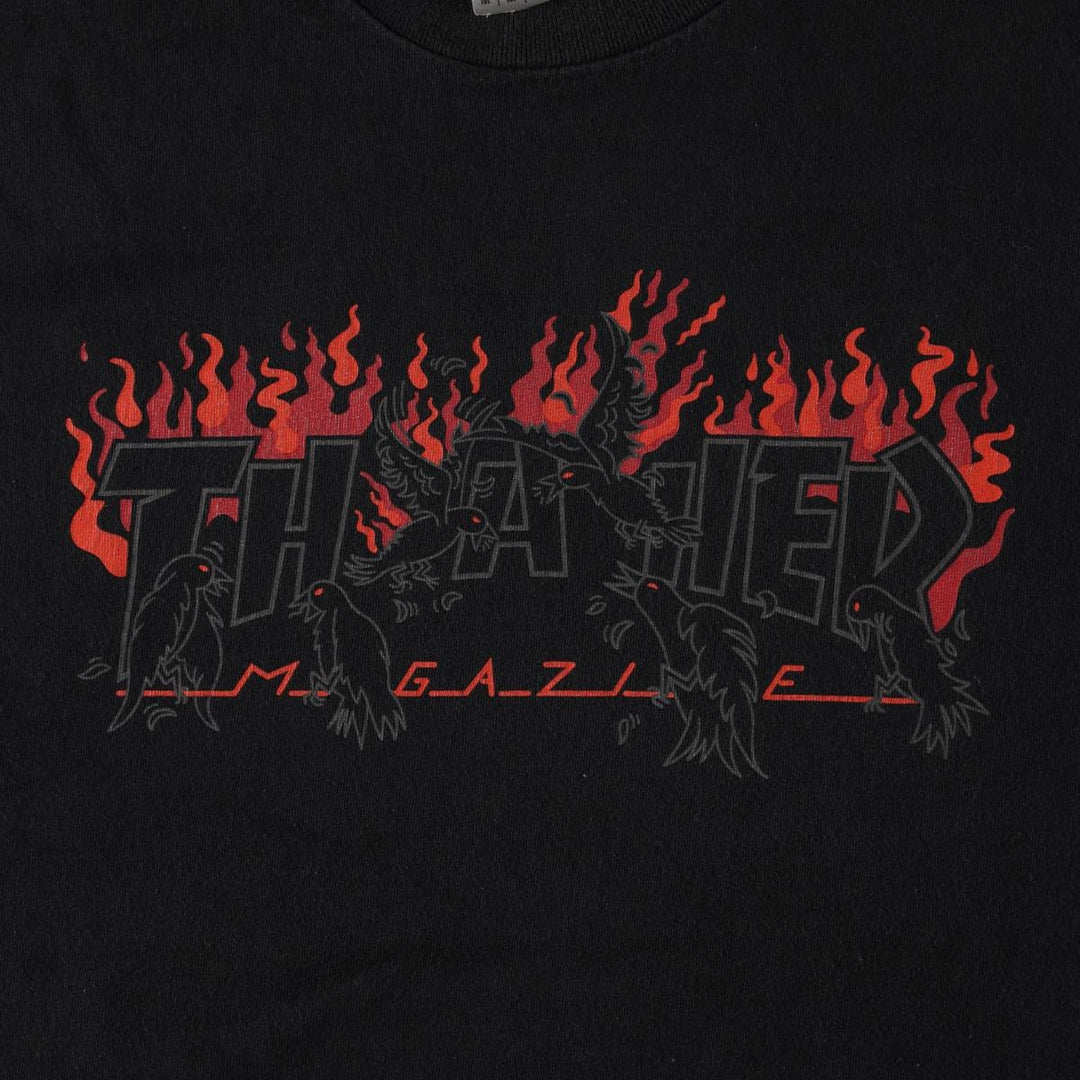Thrasher Fire Pattern Surf Skate T-Shirt, Men's M cotton black type Vintage Second Hand
