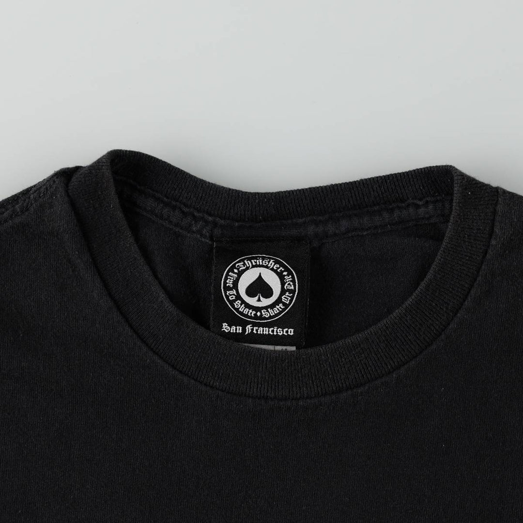 Thrasher Fire Pattern Surf Skate T-Shirt, Men's M cotton black type Vintage Second Hand