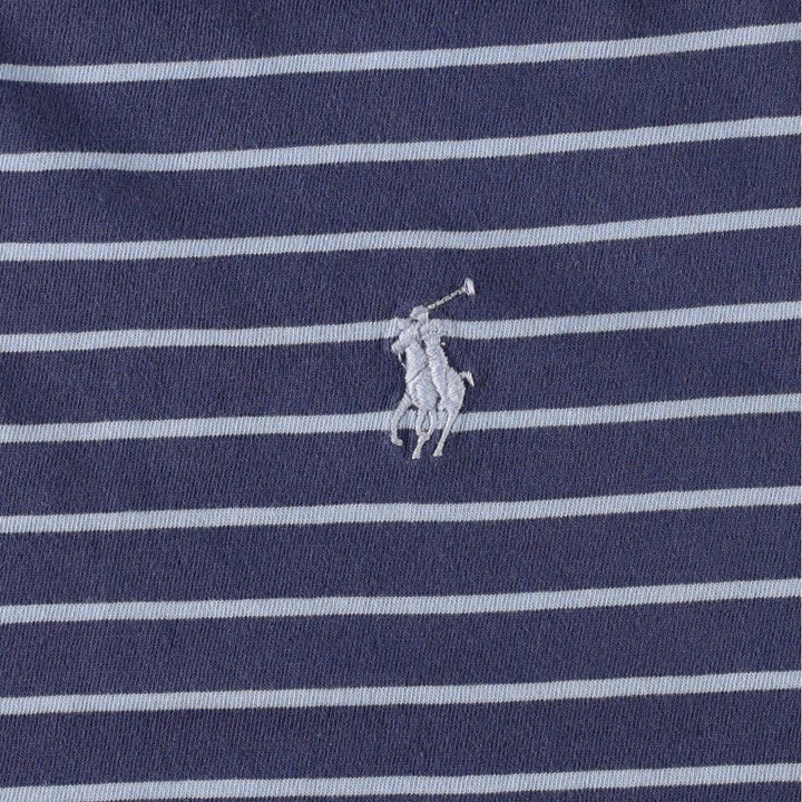 Ralph Lauren POLO RALPH LAUREN CLASSIC FIT short sleeve striped T-shirt, men's size M cotton blue type Vintage Second Hand