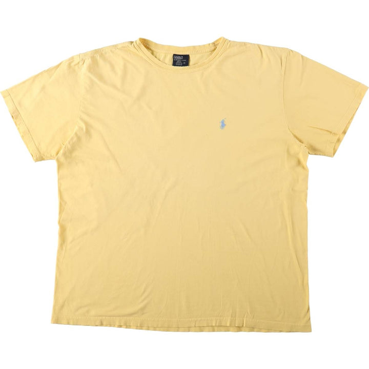 Ralph Lauren POLO by Ralph Lauren Short-Sleeve T-Shirt with One-Point Logo, Men's Size XL (approx.) cotton yellow type Vintage Second Hand