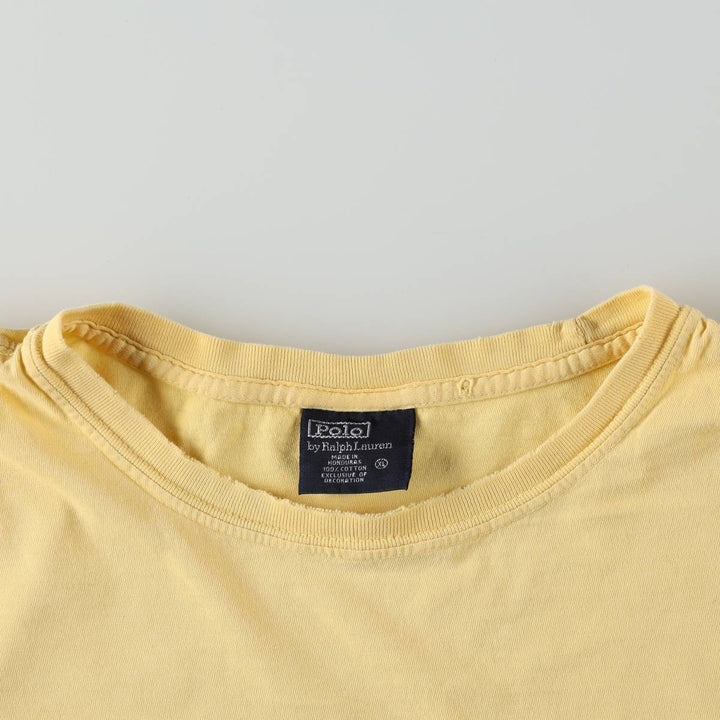 Ralph Lauren POLO by Ralph Lauren Short-Sleeve T-Shirt with One-Point Logo, Men's Size XL (approx.) cotton yellow type Vintage Second Hand