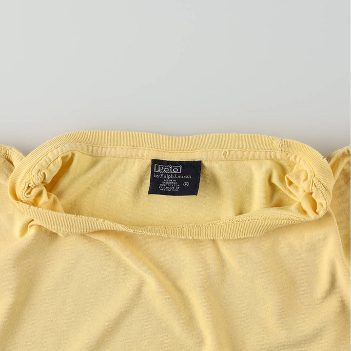 Ralph Lauren POLO by Ralph Lauren Short-Sleeve T-Shirt with One-Point Logo, Men's Size XL (approx.) cotton yellow type Vintage Second Hand