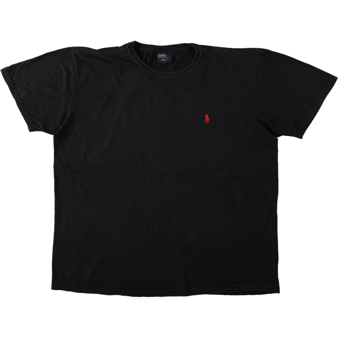 Ralph Lauren POLO by Ralph Lauren short sleeve one point logo T-shirt men's L size cotton black type Vintage Second Hand