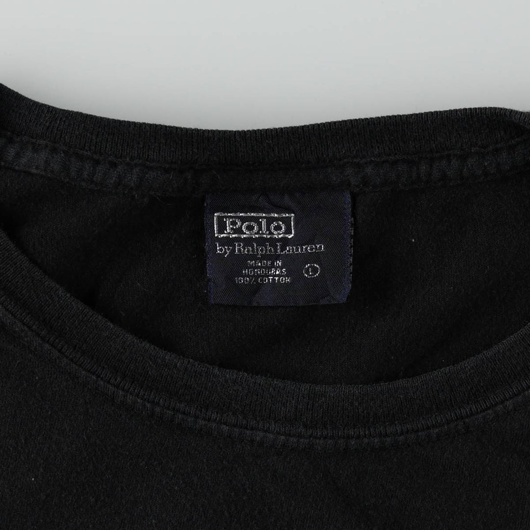 Ralph Lauren POLO by Ralph Lauren short sleeve one point logo T-shirt men's L size cotton black type Vintage Second Hand