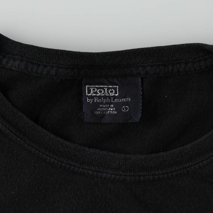 Ralph Lauren POLO by Ralph Lauren short sleeve one point logo T-shirt men's L size cotton black type Vintage Second Hand