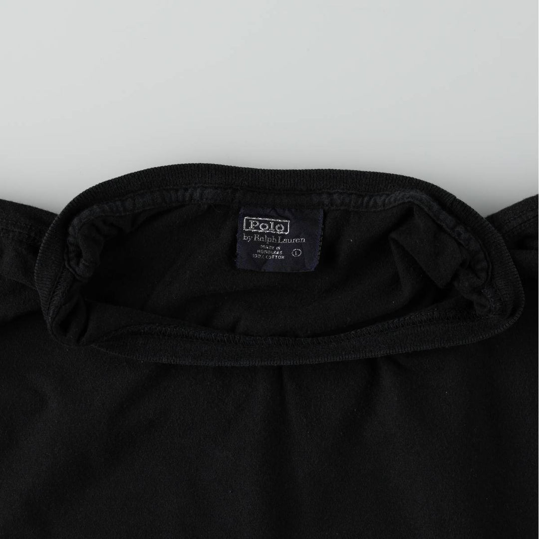 Ralph Lauren POLO by Ralph Lauren short sleeve one point logo T-shirt men's L size cotton black type Vintage Second Hand