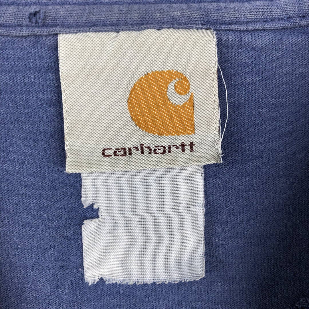 Carhartt Short Sleeve One Point Logo Pocket T-Shirt Men's L Size unclear blue type Vintage Second Hand