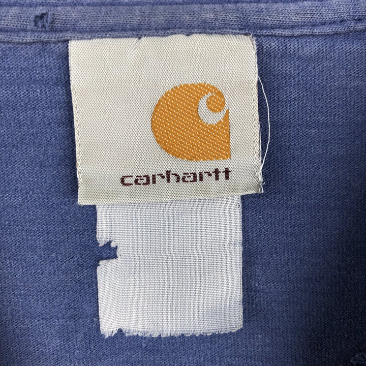 Carhartt Short Sleeve One Point Logo Pocket T-Shirt Men's L Size unclear blue type Vintage Second Hand