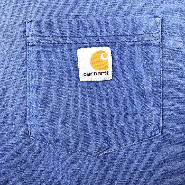 Carhartt Short Sleeve One Point Logo Pocket T-Shirt Men's L Size unclear blue type Vintage Second Hand