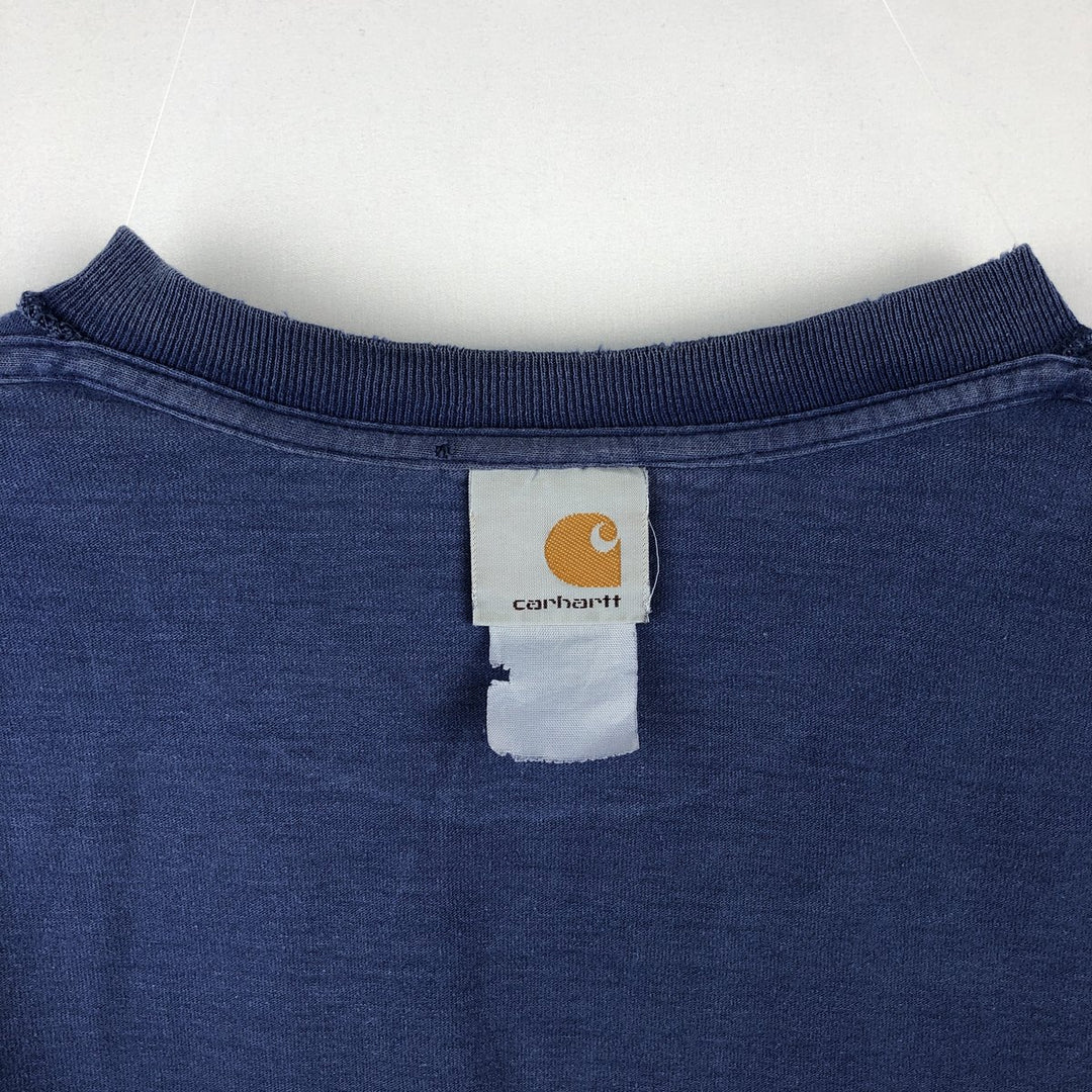Carhartt Short Sleeve One Point Logo Pocket T-Shirt Men's L Size unclear blue type Vintage Second Hand