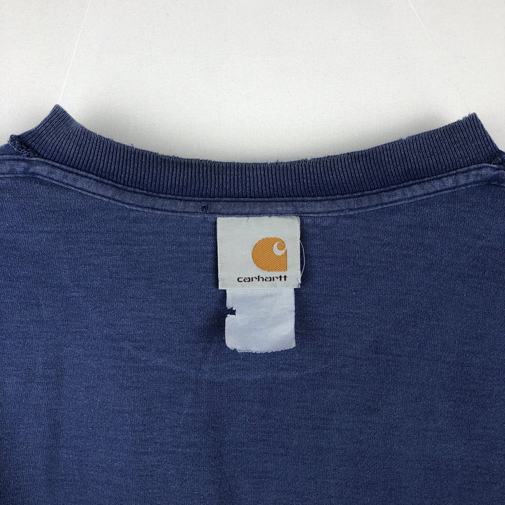 Carhartt Short Sleeve One Point Logo Pocket T-Shirt Men's L Size unclear blue type Vintage Second Hand
