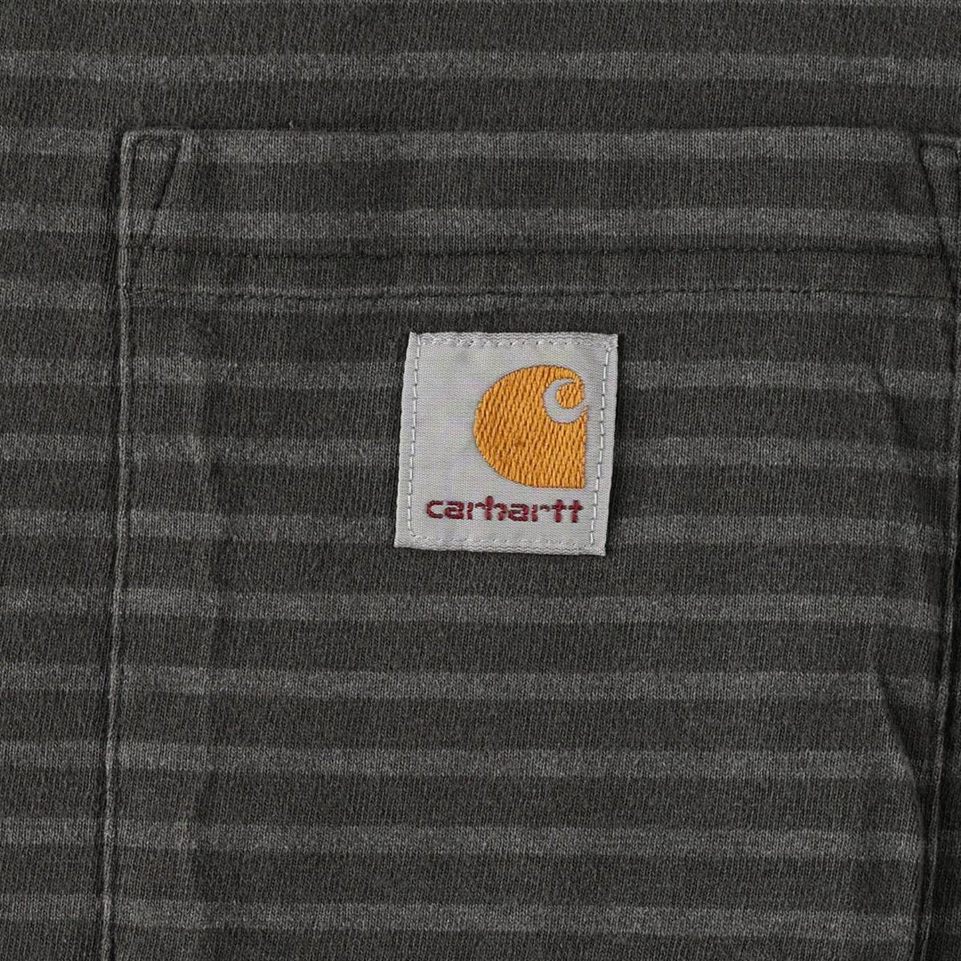 Carhartt ORIGINAL FIT short sleeve striped T-shirt, men's XL size cotton Khaki type Vintage Second Hand