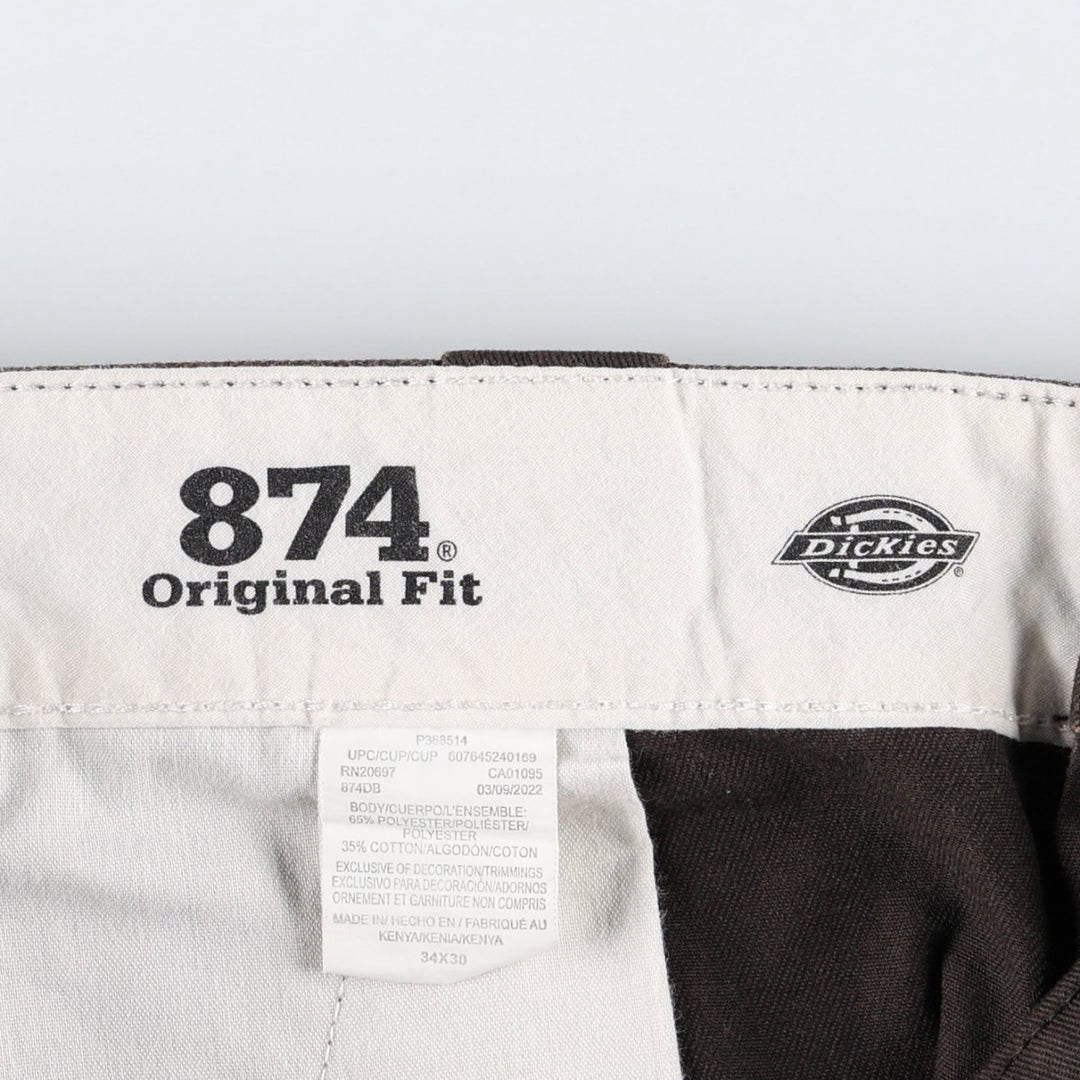Dickies 874 Original Fit Work Pants, Men's, Size W34 polyester brown type Vintage Second Hand