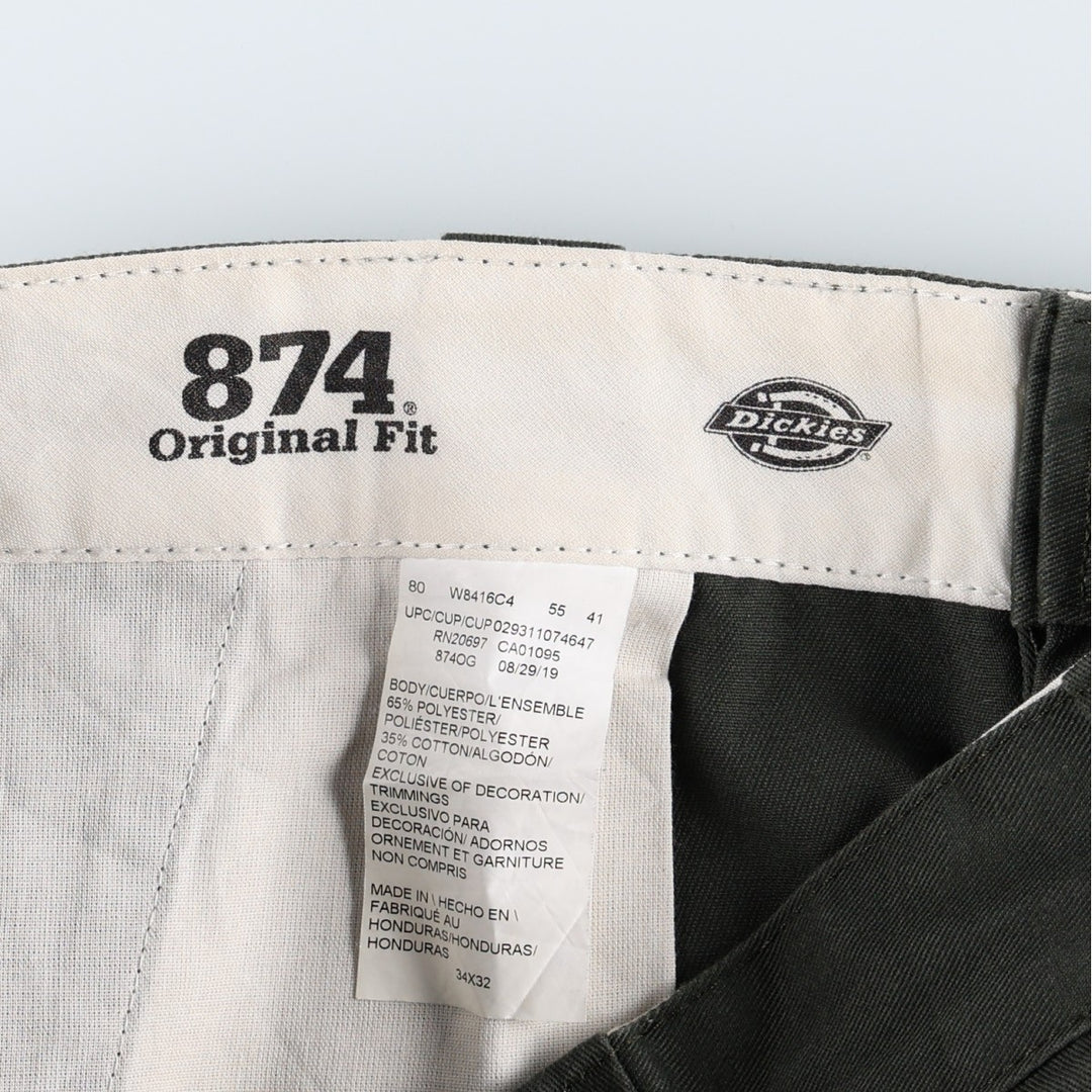 Dickies 874 Original Fit Work Pants, Men's, Size W34 polyester Khaki type Vintage Second Hand