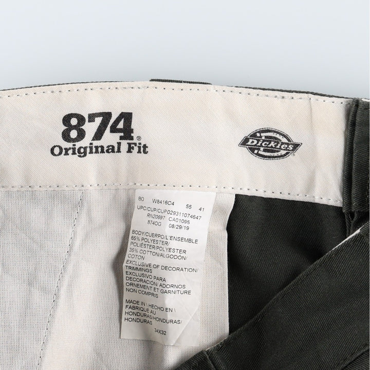 Dickies 874 Original Fit Work Pants, Men's, Size W34 polyester Khaki type Vintage Second Hand
