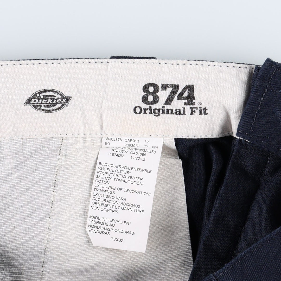 Dickies 874 FLEX ORIGINAL FIT Work Pants, Men's, Size 34 (approx.) polyester navy blue type Vintage Second Hand