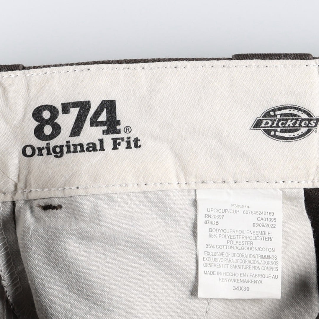 Dickies 874 Original Fit Work Pants, Men's, Size W34 polyester brown type Vintage Second Hand