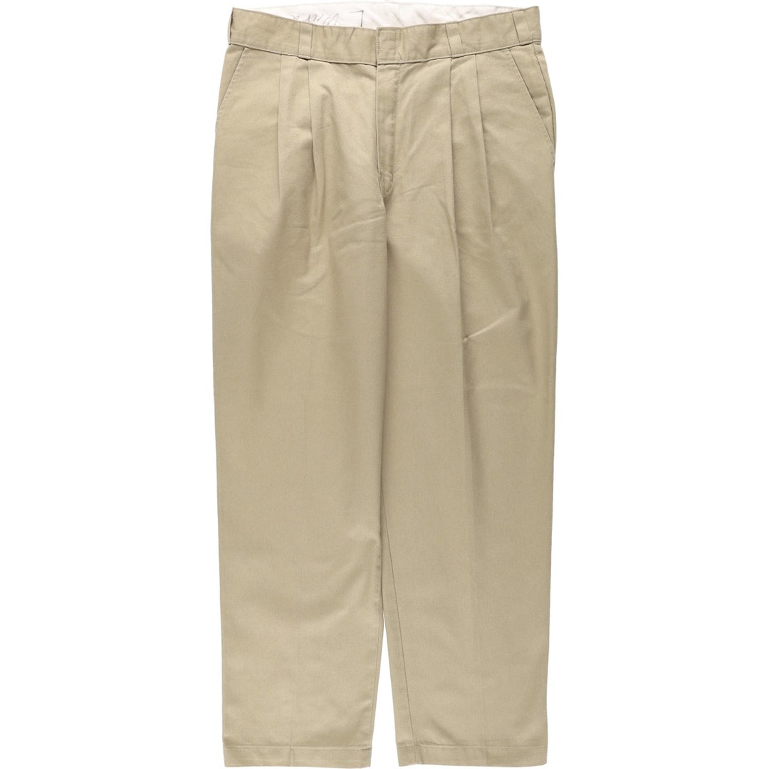 Dickies two-pleat work pants, men's size W34 (approx.) polyester Beige type Vintage Second Hand