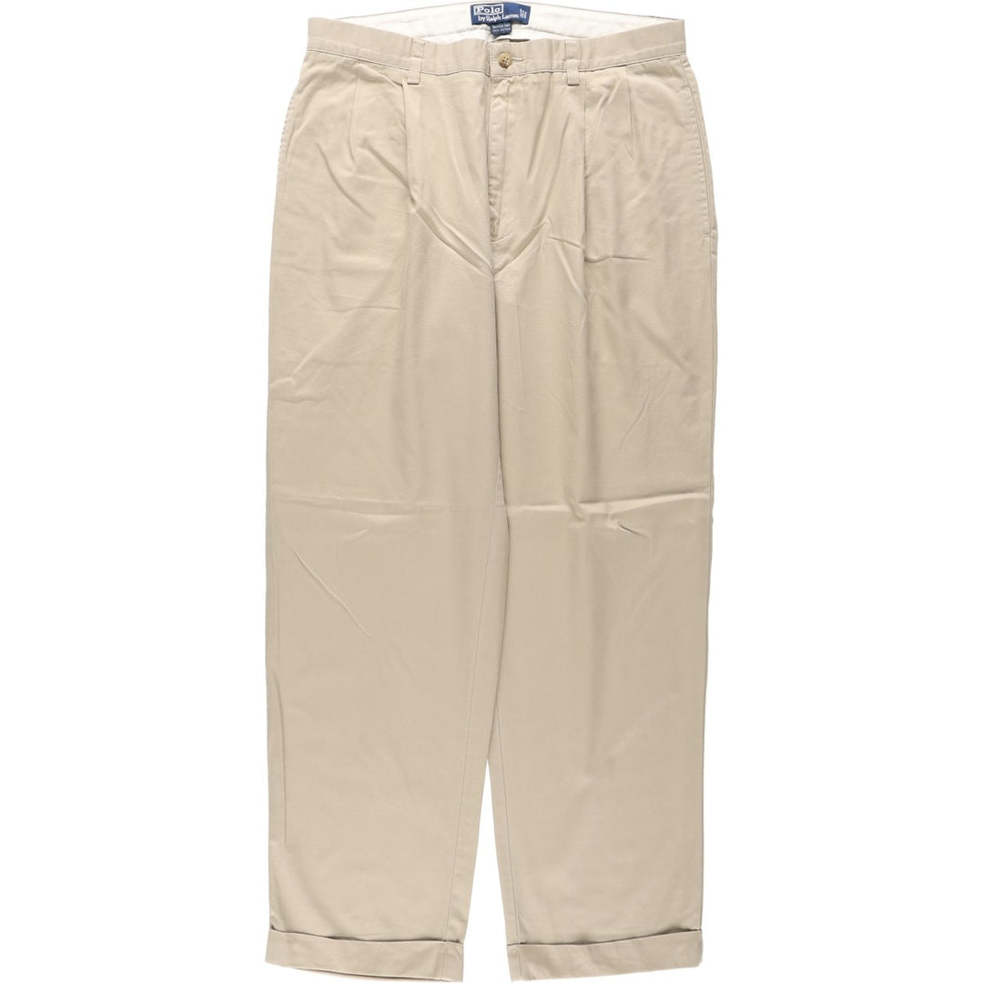 Ralph Lauren POLO by Ralph Lauren HAMMOND PANT, two-pleat chino pants, men's, w34 equivalent cotton Beige type Vintage Second Hand