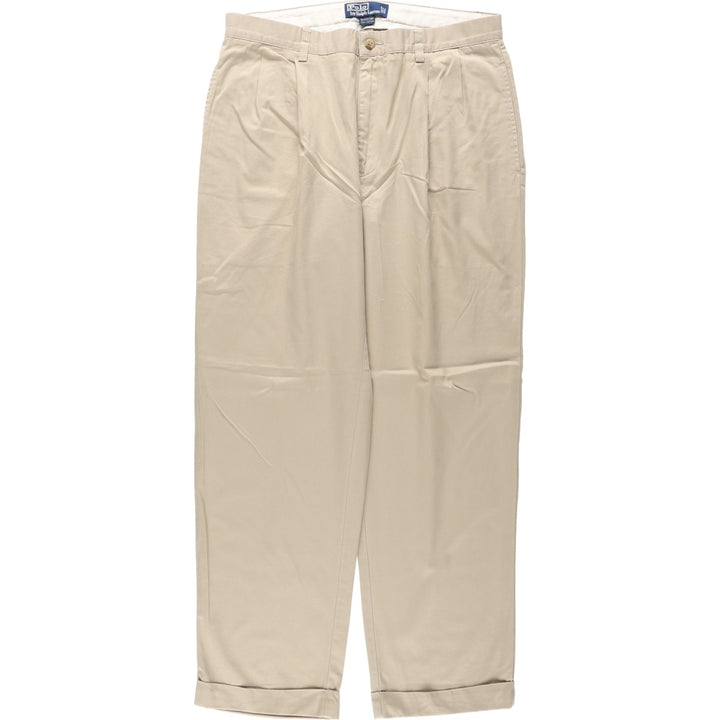 Ralph Lauren POLO by Ralph Lauren HAMMOND PANT, two-pleat chino pants, men's, w34 equivalent cotton Beige type Vintage Second Hand