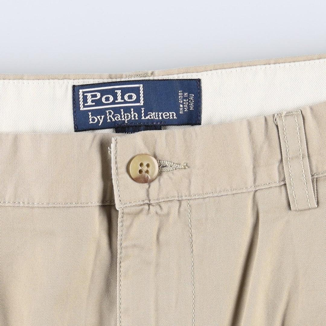 Ralph Lauren POLO by Ralph Lauren HAMMOND PANT, two-pleat chino pants, men's, w34 equivalent cotton Beige type Vintage Second Hand