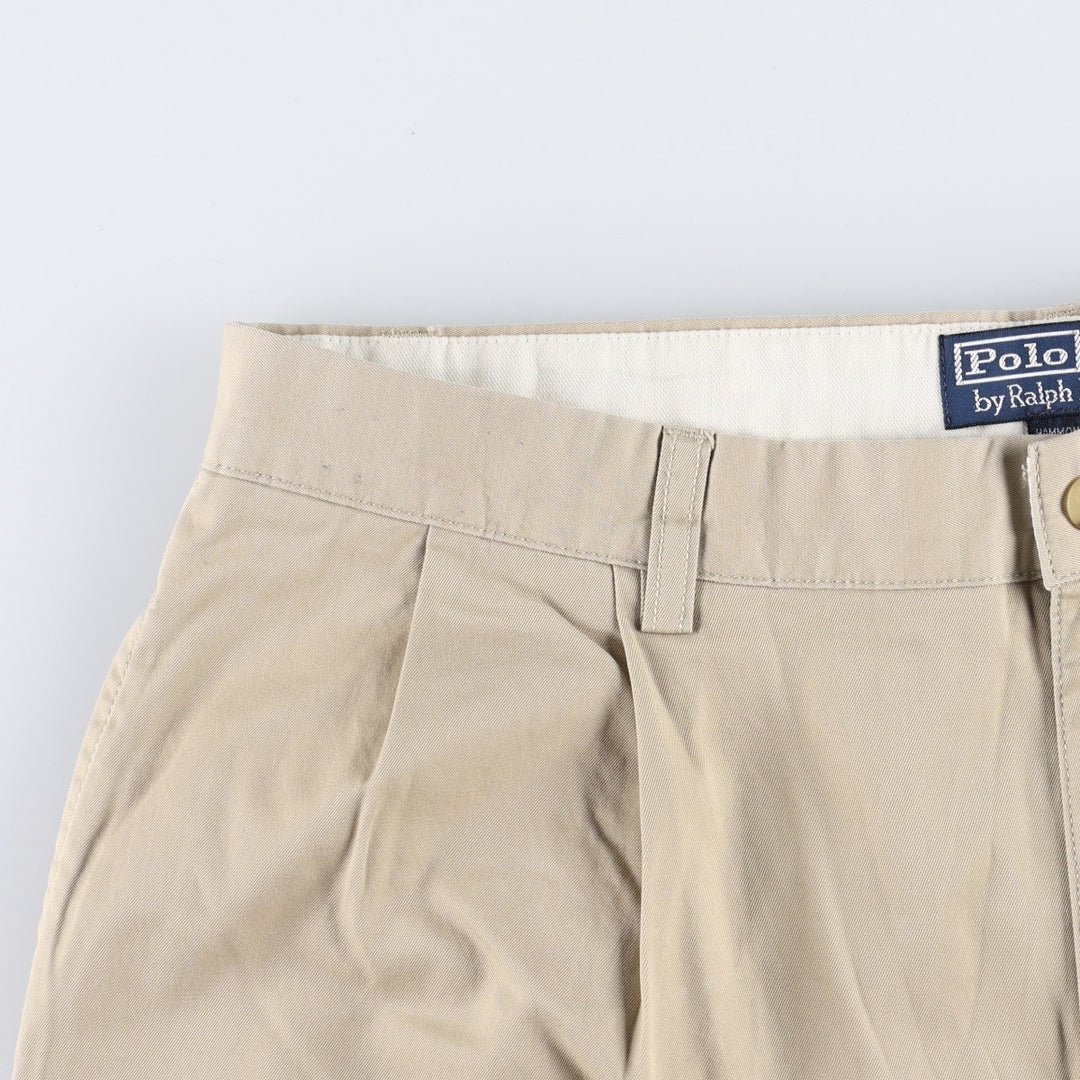 Ralph Lauren POLO by Ralph Lauren HAMMOND PANT, two-pleat chino pants, men's, w34 equivalent cotton Beige type Vintage Second Hand