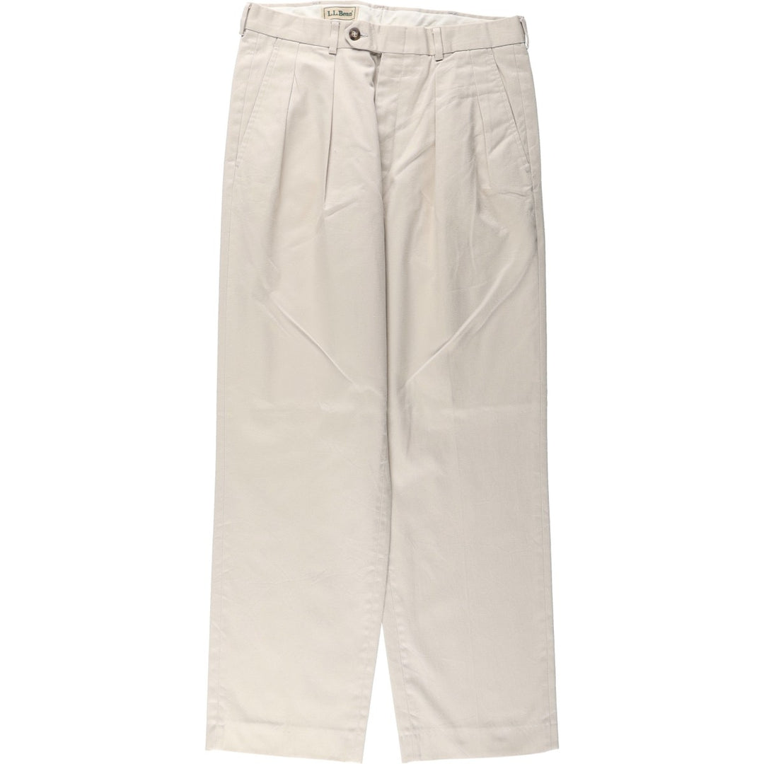 LLBean Natural Fit Two-Pleat Chino Pants, Made in USA, Men's Size W31 (approx.), Vintage cotton Beige type Vintage Second Hand