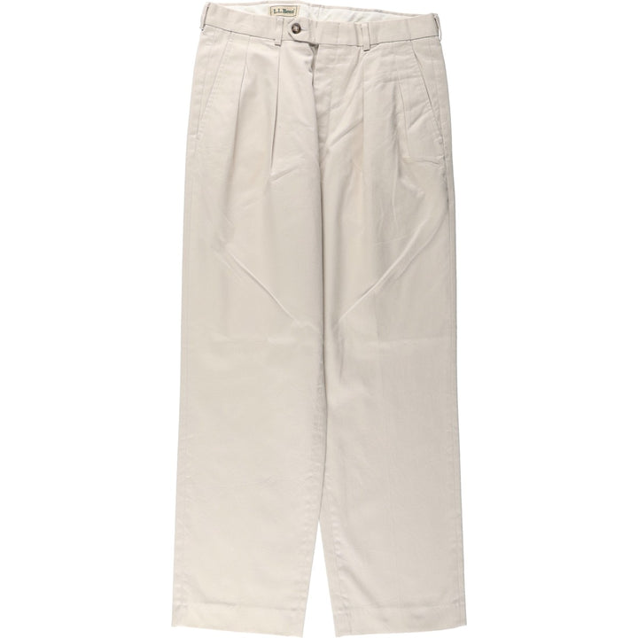 LLBean Natural Fit Two-Pleat Chino Pants, Made in USA, Men's Size W31 (approx.), Vintage cotton Beige type Vintage Second Hand