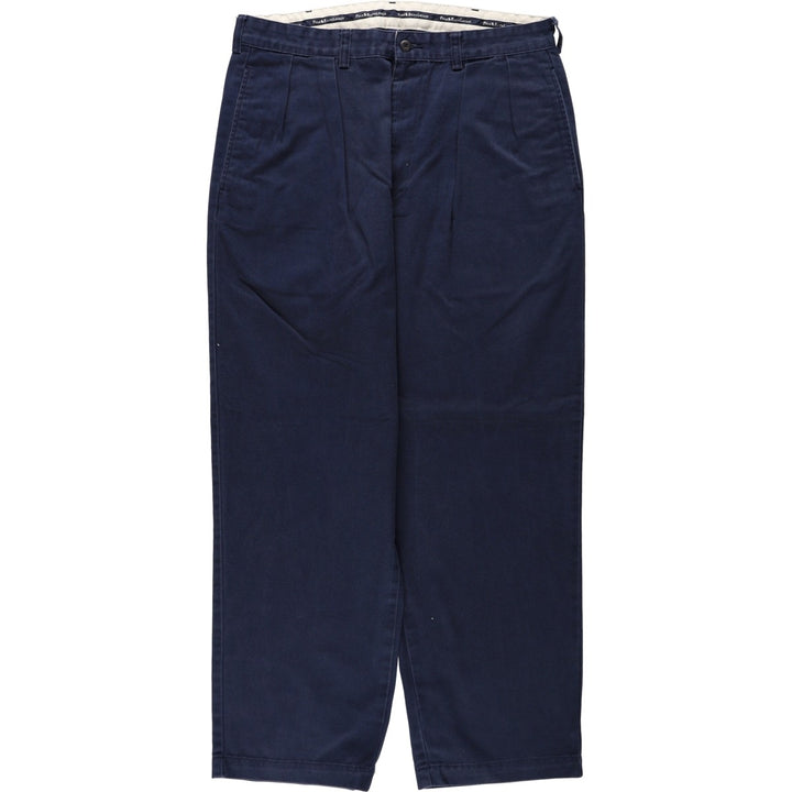 Ralph Lauren POLO by Ralph Lauren ANDREW PANT Two-pleat chino pants for men, equivalent to W34 cotton navy blue type Vintage Second Hand