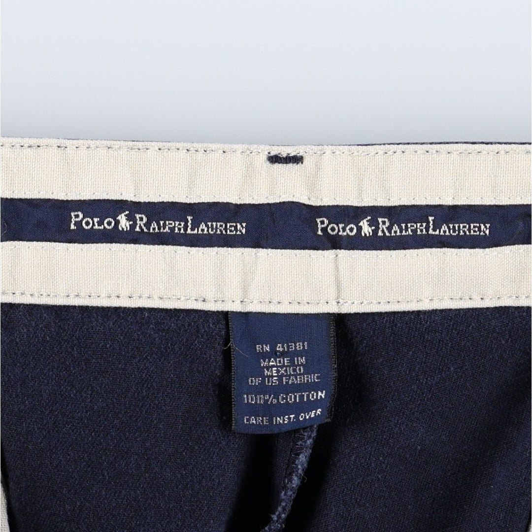 Ralph Lauren POLO by Ralph Lauren ANDREW PANT Two-pleat chino pants for men, equivalent to W34 cotton navy blue type Vintage Second Hand