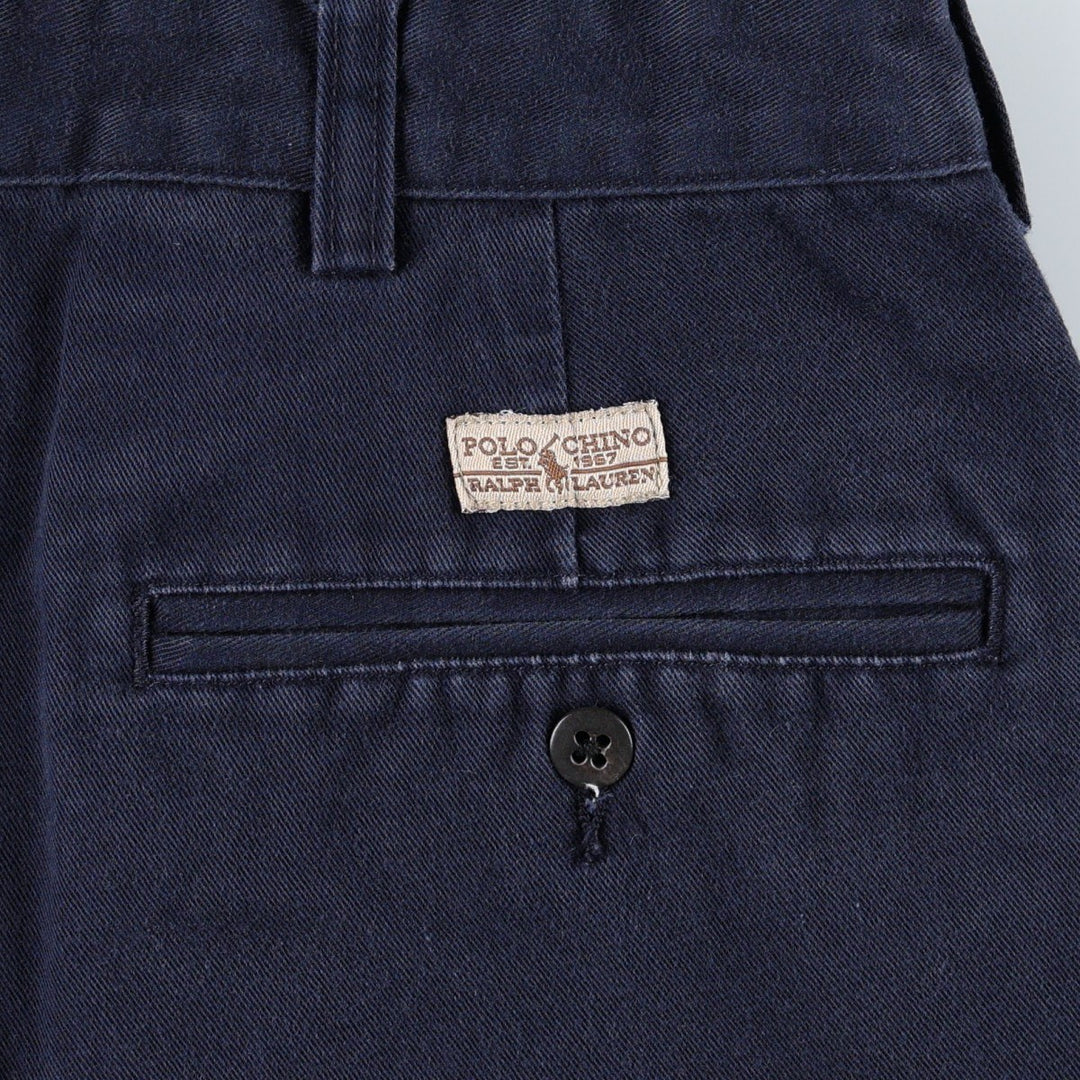 Ralph Lauren POLO by Ralph Lauren ANDREW PANT Two-pleat chino pants for men, equivalent to W34 cotton navy blue type Vintage Second Hand