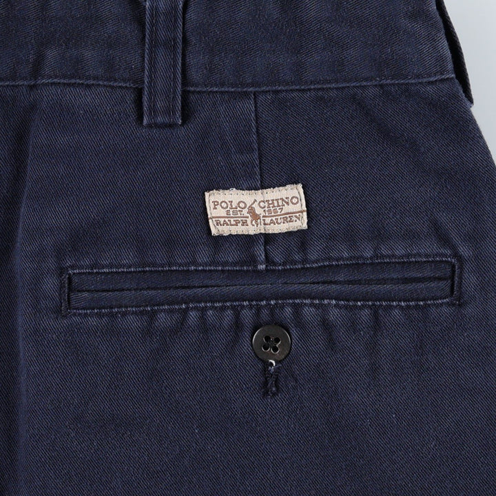 Ralph Lauren POLO by Ralph Lauren ANDREW PANT Two-pleat chino pants for men, equivalent to W34 cotton navy blue type Vintage Second Hand