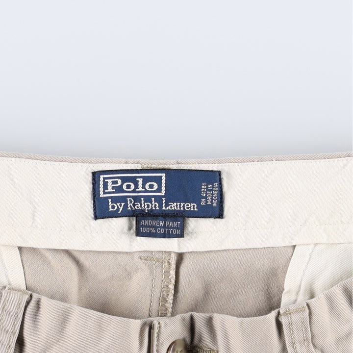 Ralph Lauren POLO by Ralph Lauren ANDREW PANT Two-pleat chino pants for men, equivalent to W34 cotton Beige type Vintage Second Hand