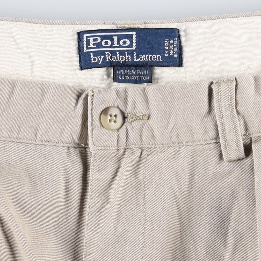 Ralph Lauren POLO by Ralph Lauren ANDREW PANT Two-pleat chino pants for men, equivalent to W34 cotton Beige type Vintage Second Hand