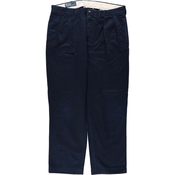 Ralph Lauren POLO by Ralph Lauren Two-Pleat Chino Pants, Men's Size W36 (approx.) cotton navy blue type Vintage Second Hand