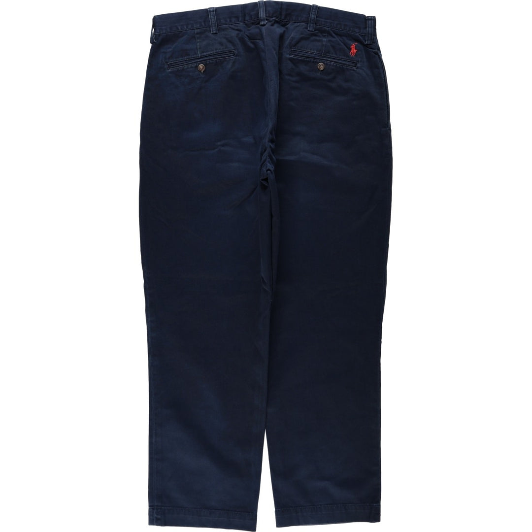 Ralph Lauren POLO by Ralph Lauren Two-Pleat Chino Pants, Men's Size W36 (approx.) cotton navy blue type Vintage Second Hand