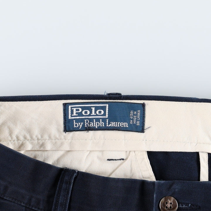 Ralph Lauren POLO by Ralph Lauren Two-Pleat Chino Pants, Men's Size W36 (approx.) cotton navy blue type Vintage Second Hand
