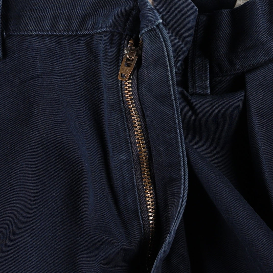 Ralph Lauren POLO by Ralph Lauren Two-Pleat Chino Pants, Men's Size W36 (approx.) cotton navy blue type Vintage Second Hand