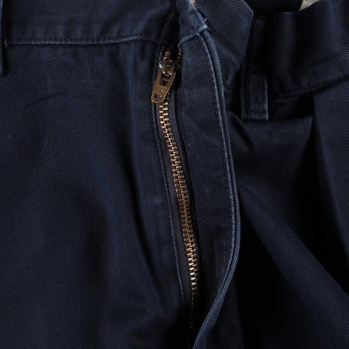Ralph Lauren POLO by Ralph Lauren Two-Pleat Chino Pants, Men's Size W36 (approx.) cotton navy blue type Vintage Second Hand