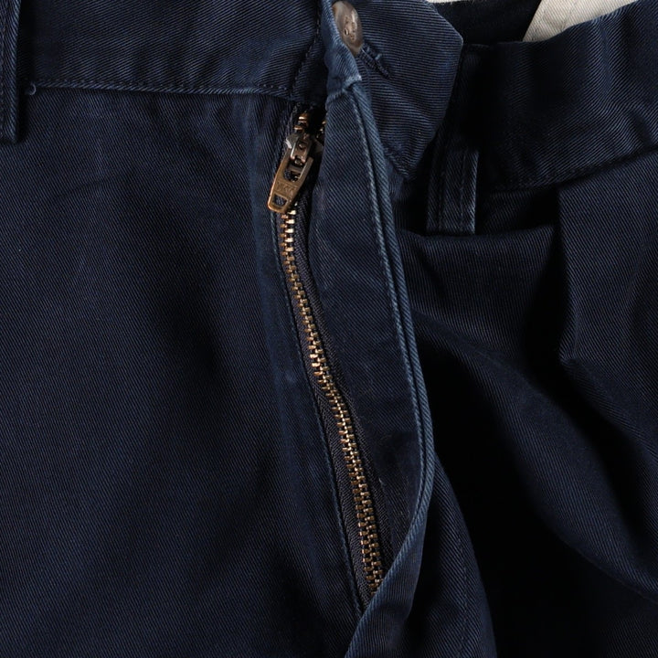 Ralph Lauren POLO by Ralph Lauren Two-Pleat Chino Pants, Men's Size W36 (approx.) cotton navy blue type Vintage Second Hand