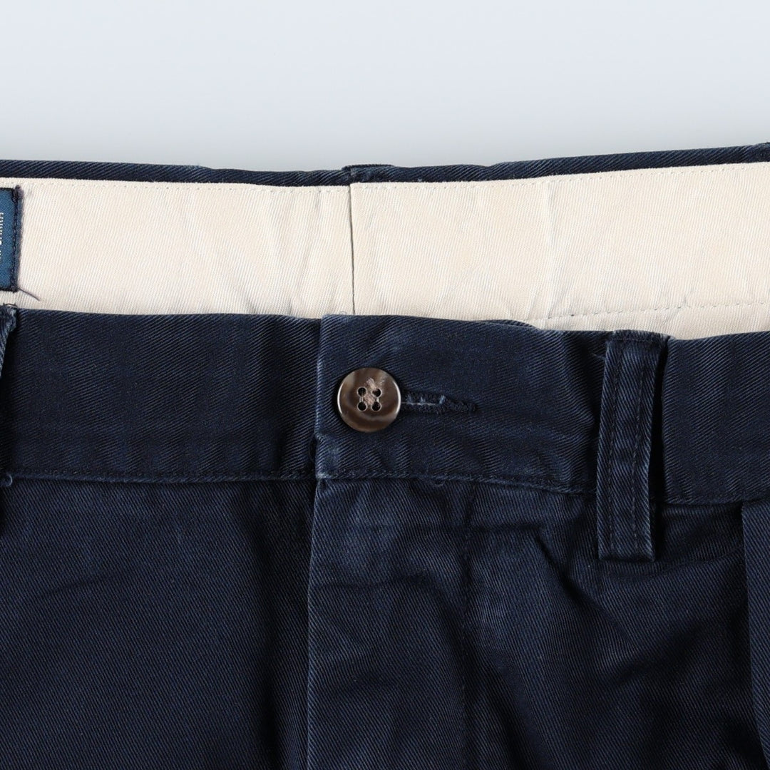 Ralph Lauren POLO by Ralph Lauren Two-Pleat Chino Pants, Men's Size W36 (approx.) cotton navy blue type Vintage Second Hand