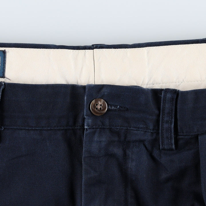 Ralph Lauren POLO by Ralph Lauren Two-Pleat Chino Pants, Men's Size W36 (approx.) cotton navy blue type Vintage Second Hand