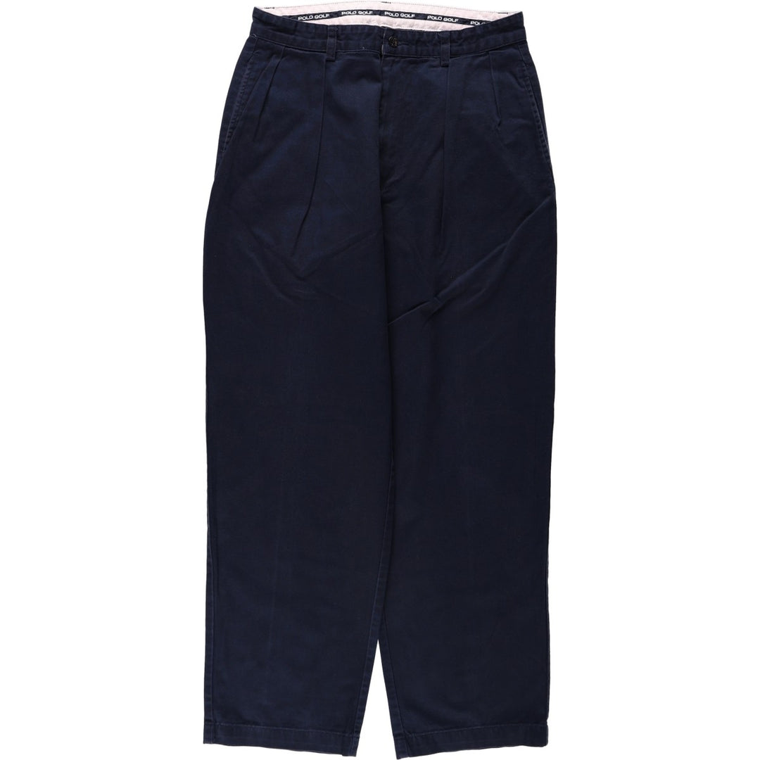 Ralph Lauren POLO GOLF two-pleat chino pants, men's size W31 (approx.) cotton navy blue type Vintage Second Hand